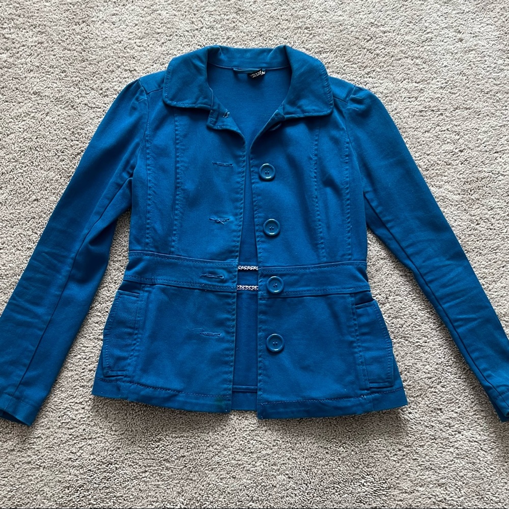 Blue button up jacket